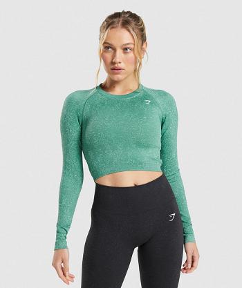 Dámské Oříznuté Topy Gymshark Adapt Fleck Seamless Long Sleeve Zelene | CZ 3624VRW